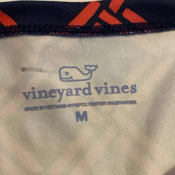 Vineyard Vines Sankaty Boatneck Deep Bay Geo Top Womens M Navy Red Texas 3/4 Slv - Picture 6 of 9
